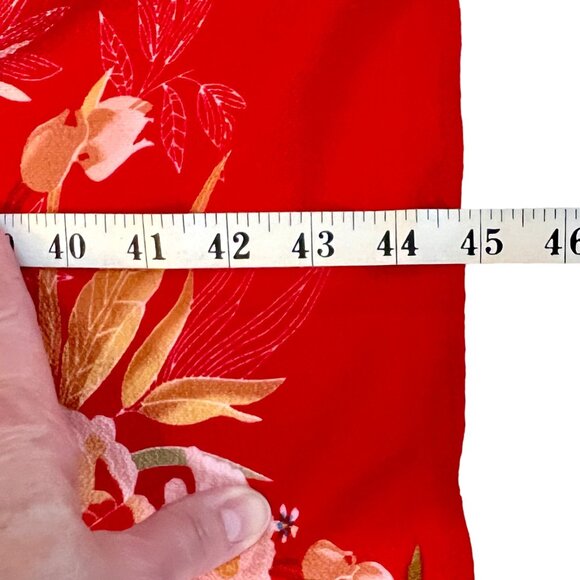 Size Large Red Floral Halter Maxi Dress Plunging Neckline Backless Design EUC - Picture 9 of 9